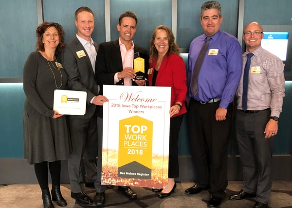 Access Systems' Executive Team accepting the 2018 Top Workplaces Award