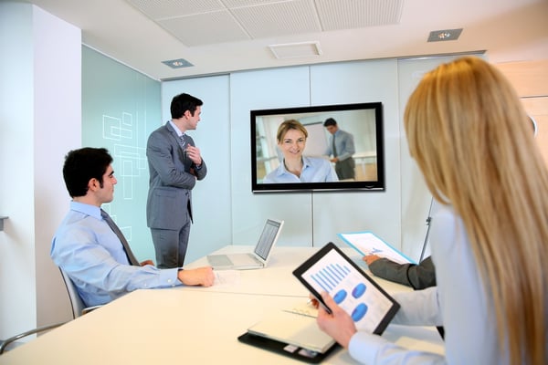 Sales team meeting via video conferencing